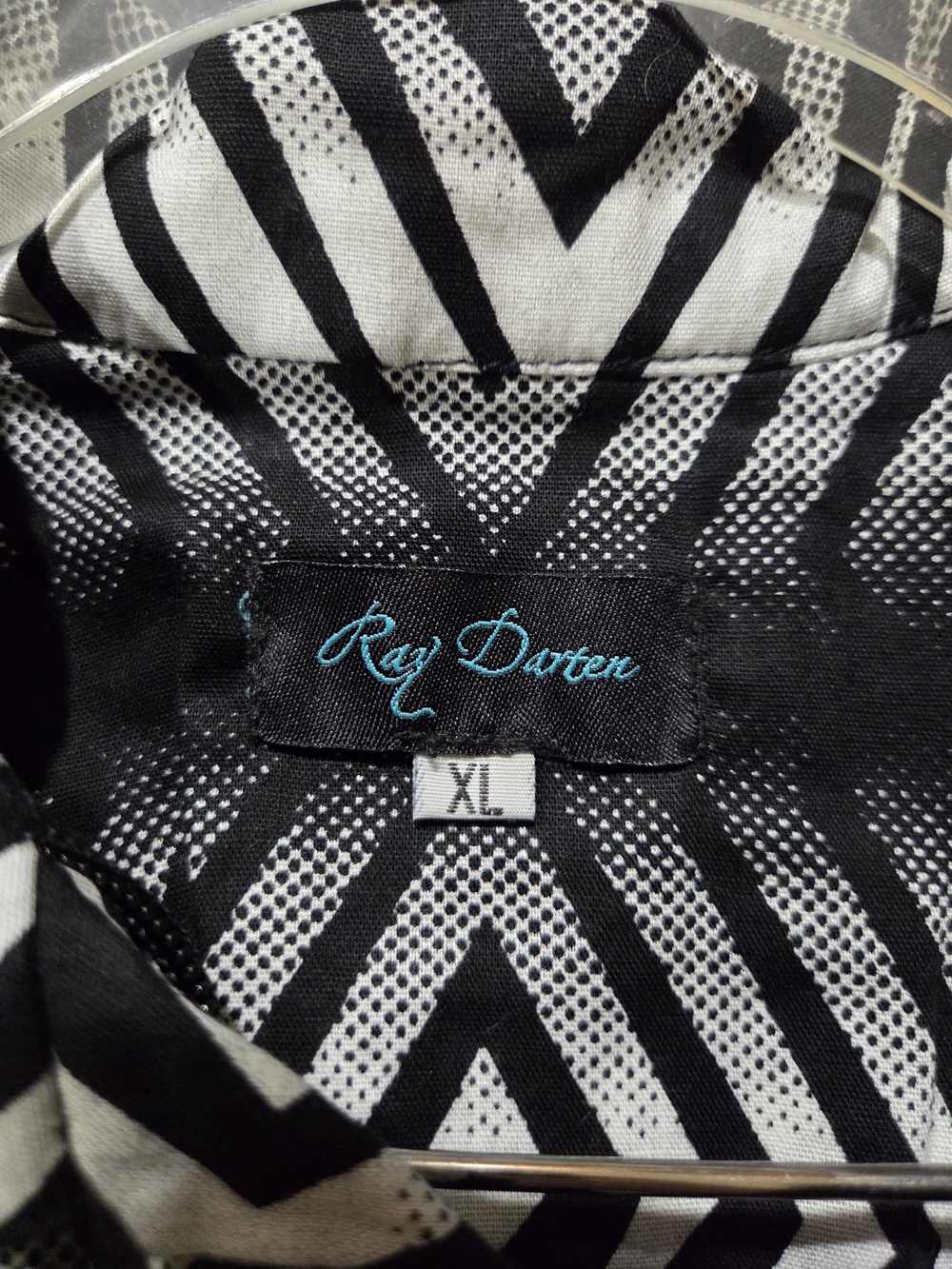 Ray Darten Black & White Geometric Maxi Shirt Dress With Keyhole Back - Size XL - Picture 3 of 9